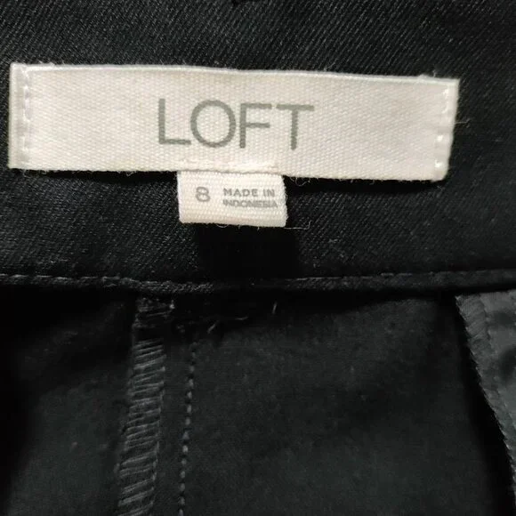 LOFT Black The Peyton Trouser Sleek Front Pleat Wide Leg Pants Women's Size 8 - Picture 6 of 11
